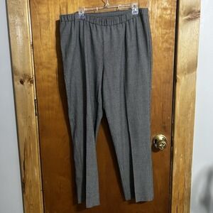 Women's Kim Rogers Elastic Pull On  Black Beige Houndstooth Ankle Pants Size 14R